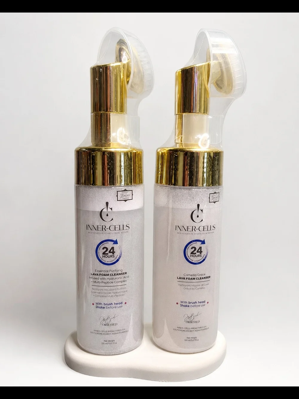 Lava Foam Cleanser with Brush Head — White & Gold